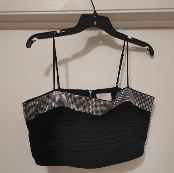 Cinq à Sept Elisabeth Rhinestone Crop Top, Size:M.New Without Tag - Picture 8 of 8